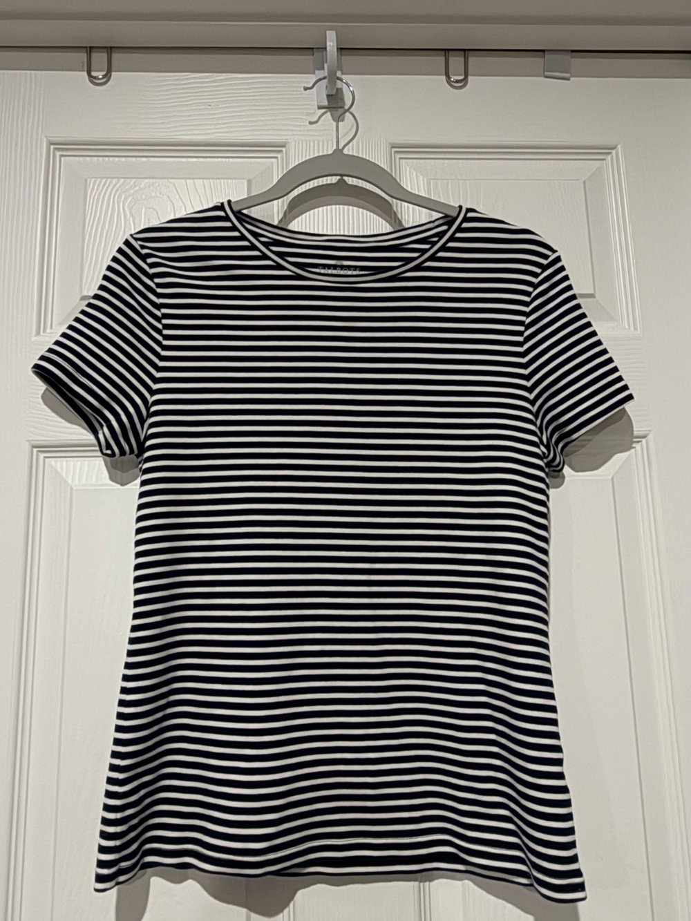 Talbots Black and White Striped Short Sleeve Tee